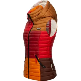 Navahoo Damen Steppweste leicht mit Abnehmbarer Kapuze Colourblocking-Stil Shadaa Multikulti Multicolour Autumn Leaves Gr. L - L