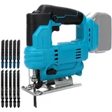 WingFly Akku Stichsäge für Makita 18V, Elektro-Stichsäge mit 10 Stichsägeblatt, Variable Geschwindigkeit, zum Schneiden von Holz, Kunststoff und Metall(ohne Akku)