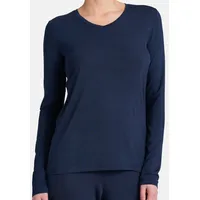 SCHIESSER Damen Schlafshirt Langarm Modal - Mix + Relax Pyjamaoberteil, Blau_175477, 48 Große Größen EU