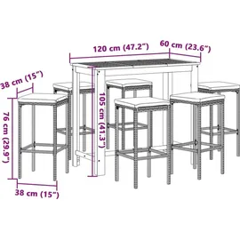vidaXL Gartenbar-Set 7-tlg. Braun