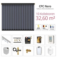 Solarbayer Komplettsolarpaket CPC NERO10B Bruttogesamtfläche 32,60m2 Vakuumröhre