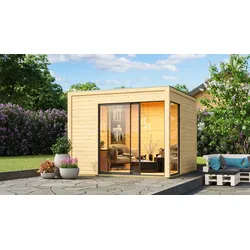 Gartenhaus KARIBU ""Ditsche 1", mit Boden und Dachfolie im Paket", beige (naturbelassen), Gartenhäuser, naturbelassen oder anthrazit