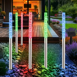 Harms Import Solarleuchte Edelstahl/Kunststoff 37,0 cm 6er Set bunt IP44
