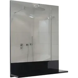 Mendler Wandspiegel mit Ablage HWC-B19, Badspiegel Badezimmer, hochglanz 75x60cm ~ schwarz