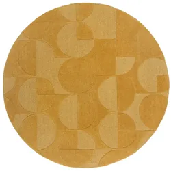 Kadima Design Eleganter Wollteppich `Deben Noah` -, Rutschfest. Farbe: Senfgelb, 160x160 cm