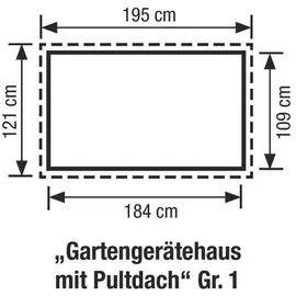 Floraworld Gartenhaus mit Pultdach 2 x 1,5 m Anthrazit