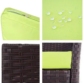 Mendler 3-2-1-1 Poly-Rattan Garten-Garnitur Halden, Lounge-Set Sitzgruppe Sofa braun-meliert, Kissen grün