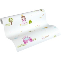 A.S. Création PVC-freie Vliestapete Little Stars Tapete Prinzessin 10,05 m x 0,53 m bunt weiß Made in Germany 358522 35852-2