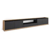 SKRAUT HOME Lowboard 310x50x37 cm Schwarz Eiche Holzwerkstoff
