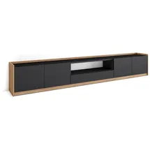 SKRAUT HOME Lowboard 310x50x37 cm Schwarz Eiche Holzwerkstoff