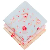 HOULIFE 3 Stücke Damen Rose Blumen Taschentücher aus reiner Baumwolle 45x45cm 3 Farben für Alltagsgebrauch - 45x45cm