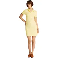 Tommy Hilfiger Damen Polokleid 1985 Slim Pique Slim Fit, Gelb (Citronella), XXL