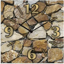 Wanduhr ARTLAND "Braune Steinwand", beige (natur), B:30cm H:30cm T:0,3cm, Wanduhren, wahlweise mit Quarz- oder Funkuhrwerk, lautlos ohne Tickgeräusche