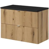 [en.casa] Waschbeckenunterschrank Skelbolu 80x60x40cm Eichenoptik/Schwarz [en.casa]