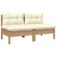 vidaXL 2-Sitzer-Gartensofa mit Creme Kissen Massivholz Kiefer