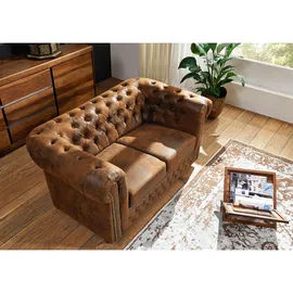 Massivmoebel24 Couch Leder 2-Sitzer Braun