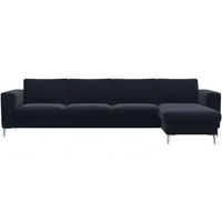 FLEXLUX Ecksofa »Fiore, super Sitzkomfort durch Kaltschaum im Sitz, L-Form«, breite Armlehnen, Füße Alu blau