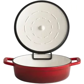 APS Bräter mit Deckel "5 STARS", Gusseisen, induktionsgeeignet, ofenfest, inkl. Deckelhalter, Ø 25 cm, 2,5 Liter, rot