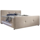 Juskys Boxspringbett Houston - Stoff & Beige