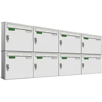 AL Briefkastensysteme Basic 8er Briefkasten Weiß inkl. Zeitungsfach