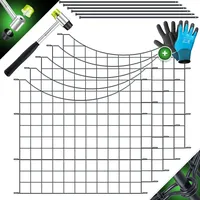 Kesser KESSER® Teichzaun Gartenzaun Steckzaun Komplettset Metall Zaunelemente Inkl. Hammer + Befestigungsstäben, Zaun zum stecken für Garten, Oberbogen Rund Gitterzaun Set Freigehege für Hunde