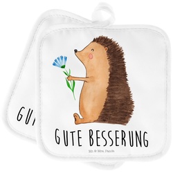 Mr. & Mrs. Panda Topflappen Igel mit Blume - Weiß - Geschenk, Topflappen lustig, Krankenhaus, Top, (1-tlg) weiß