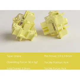 Akko V3 Pro Cream Yellow Switches, mechanisch, 5-Pin, linear, MX-Stem, 50g -