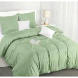 Utopia Bedding Bettwäsche 220x240 Set - Mikrofaser Bettbezug 240x220 cm + 2 Kissenbezüge 65x65 cm - Salbeigrün