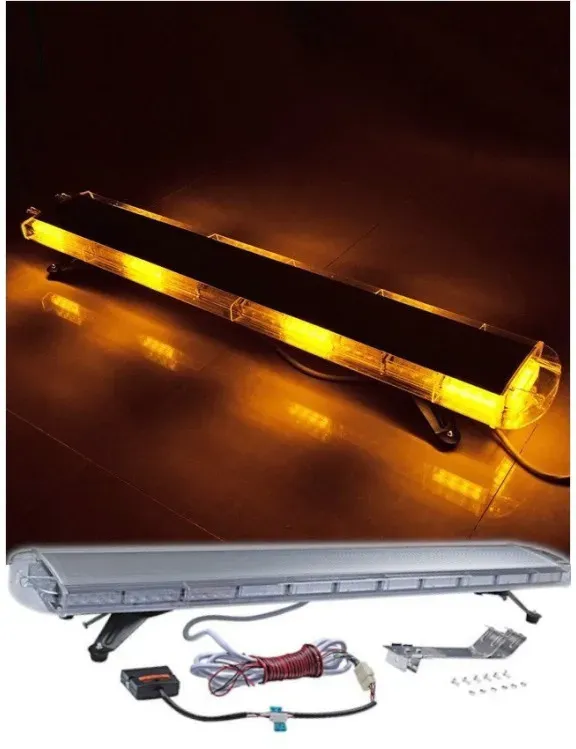 12V/24V LED‐Dioden, leistungsstarke Notfall‐Warnleuchte mit Magnetfuß, 130 cm, 10 Modi, weiße Haube, für Pannenhilfe/Abschlepppl