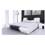 Verona Idee Leder Luxus Betten mit Bettkasten Bett mit Lattenrost mit Matratze Mittelfest 20cm Höhe Großer 160x200 Weis
