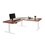 Mendler Eck-Schreibtisch HWC-D40, Computertisch, elektrisch höhenverstellbar 178x178cm 84kg natur, weiß