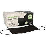 Medi-Inn Mundschutz mit Elastikbändern Typ II 3-lagig schwarz 10 x 50 Stück