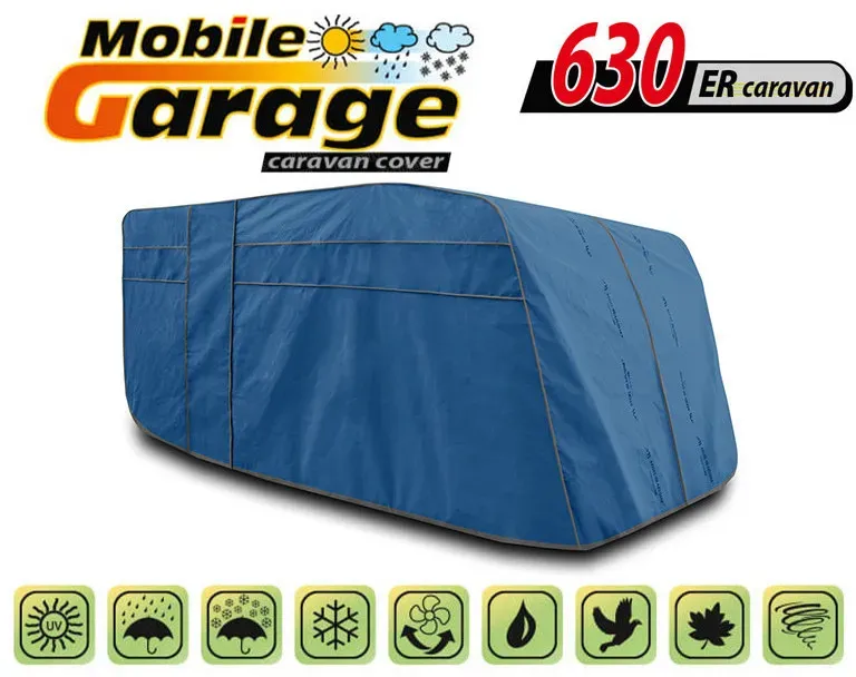 Hochwertige Kegel-Abdeckung für Wohnwagen, blau — Serie Mobile Garage 630ER