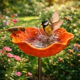 2 Stuick Gartenstecker VogelträNke Blume, Handgefertigt BienenträNke Keramik, Blumen Gartenstecker VogelträNke, BienenträNke FüR Den Garten, Gartendeko FüR DraußEn (1-E)