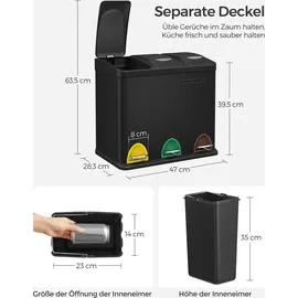 Songmics Mülleimer 24 Liter