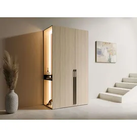 Home Affaire Kleiderschrank HOME AFFAIRE "TRENTO Garderobe, Wäscheschrank mit Spiegel und LED-Beleuchtung", beige (natur), B:110,9cm H:207,5cm T:58cm, Melamin, Schränke, Kleiderschrank, wahlweise mit Kleiderstange oder Einlegeböden FSC-zertifiziert