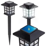 Solar Gartenleuchte LED Laterne Wegeleuchte Gartenlampe Erdspieß Dämmerungssensor IP65 Kaltweiß 38 cm Schwarz - Schwarz