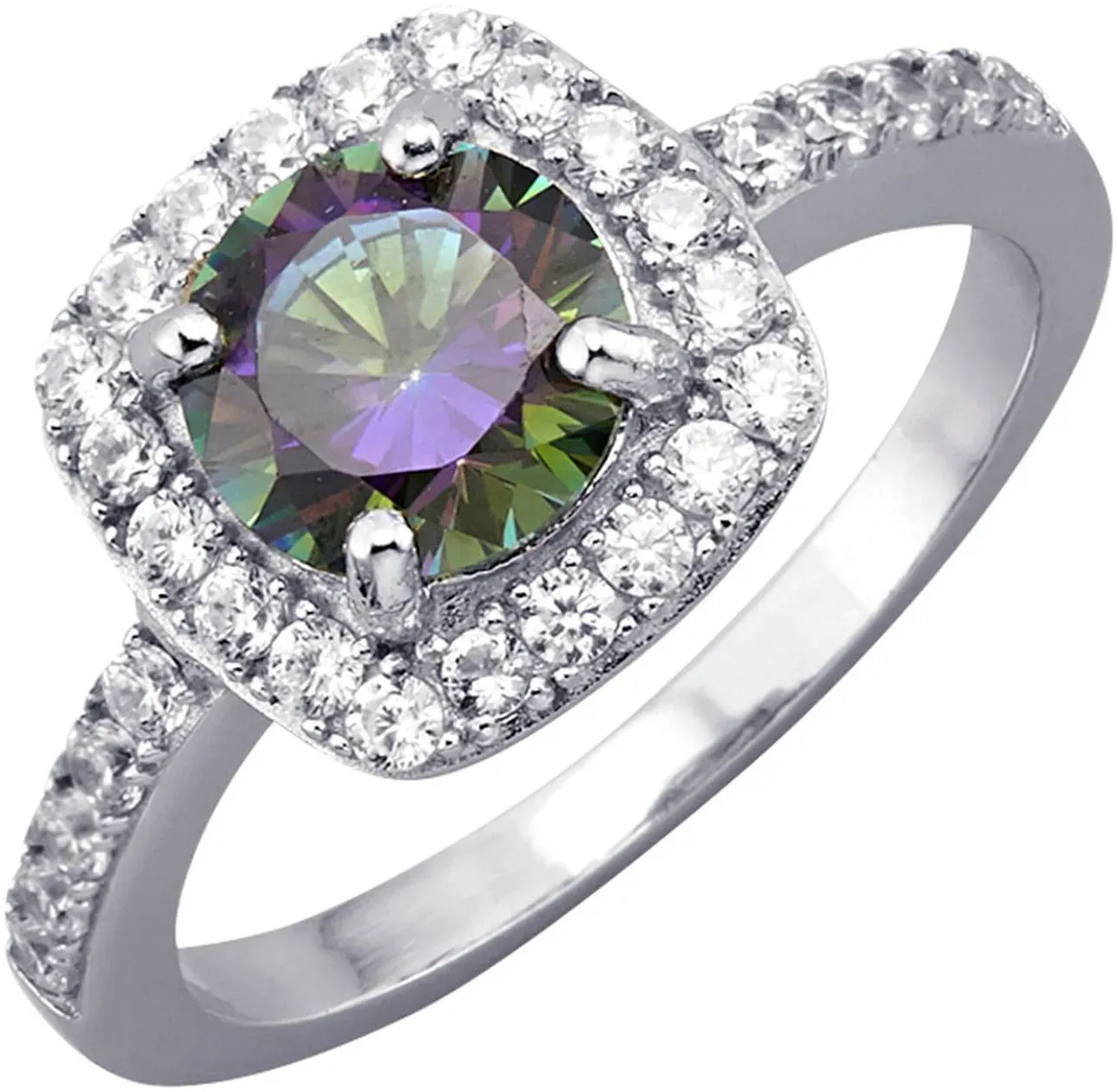 Firetti Fingerring »Schmuck Geschenk Silber 925 Damenring Ring Kissenform«, mit Zirkonia (synth.) Firetti silberfarben-kristallweiß-lavendel + kristallweiß-lavendel 60