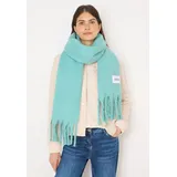 Cecil Schal CECIL, Damen, Gr. onesize, sea foam blau, Stoff, 100% Polyester, unifarben, Modetücher Schal, mit Fransenkante