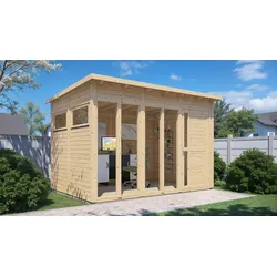 Gartenhaus BERTILO "Pentus 3 Office, in verschiedenen Farben", beige (natural), Fußboden im Gartenhaus, ohne Dacheindeckung, Holzwerkstoff, Gartenhäuser