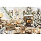 Luca-S Lucas Kreuzstich Set "Träume von weißen Weihnachten", Zählmuster, 50x34cm B2393 Mehrfarbig