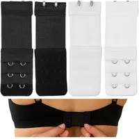 Bequeme BH Verlängerung, 4 Pack, Schwarz, Weiss, Größe XS, 2 x 3 Haken Reihe, für alle BH Modelle, weiches und elastisches Material, Büsten Verschluss Erweiterung, Bra Extender, BH mit Komfort tragen - XS, 2 x 3 Haken
