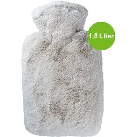Hugo Frosch Wärmflasche Klassik Langhaar-Flauschbezug 1,8 Liter, taupe