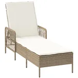 vidaXL Sonnenliege Beige und cremeweiß PE Rattan 157 x 55 x 92 cm