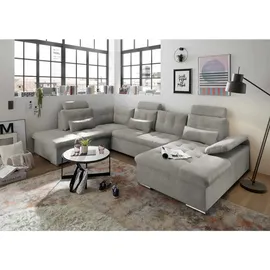 ed exciting design MEDAN Wohnlandschaft Taupe, & Ausziehbares Sofa mit Schlaffunktion und Bettkasten - 324 x (218) cm, (B/H/T)