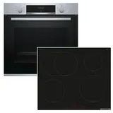 Bosch Backofen-Set EcoCleanDirekt Teleskopauszug + Induktionskochfeld Booster autark 60cm
