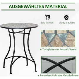 Outsunny Gartentisch Ø60 x 75 cm Grün/Beige/Weiß
