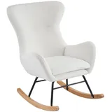 DOPWii Schaukelsessel Freizeitschaukelstuhl mit Hoher Rückenlehne,Teddy-Samt-Schaukelstuhl, Freizeitstuhl,Einzelsofastuhl,Mutterstuhl,Kinderzimmerstuhl weiß