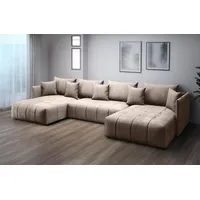 furmeb patryk hojka FURMEB24 ASPEN U Ecksofa mit Schlaffunktion Bettzeugablage 346x188cm, Sofa U Form, - Beige