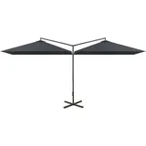 vidaXL Doppel-Sonnenschirm mit Stahl-Mast 600x300 cm Anthrazit